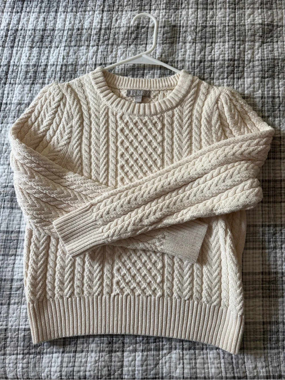 J. Crew Cream Cable-Knit Crewneck Sweater